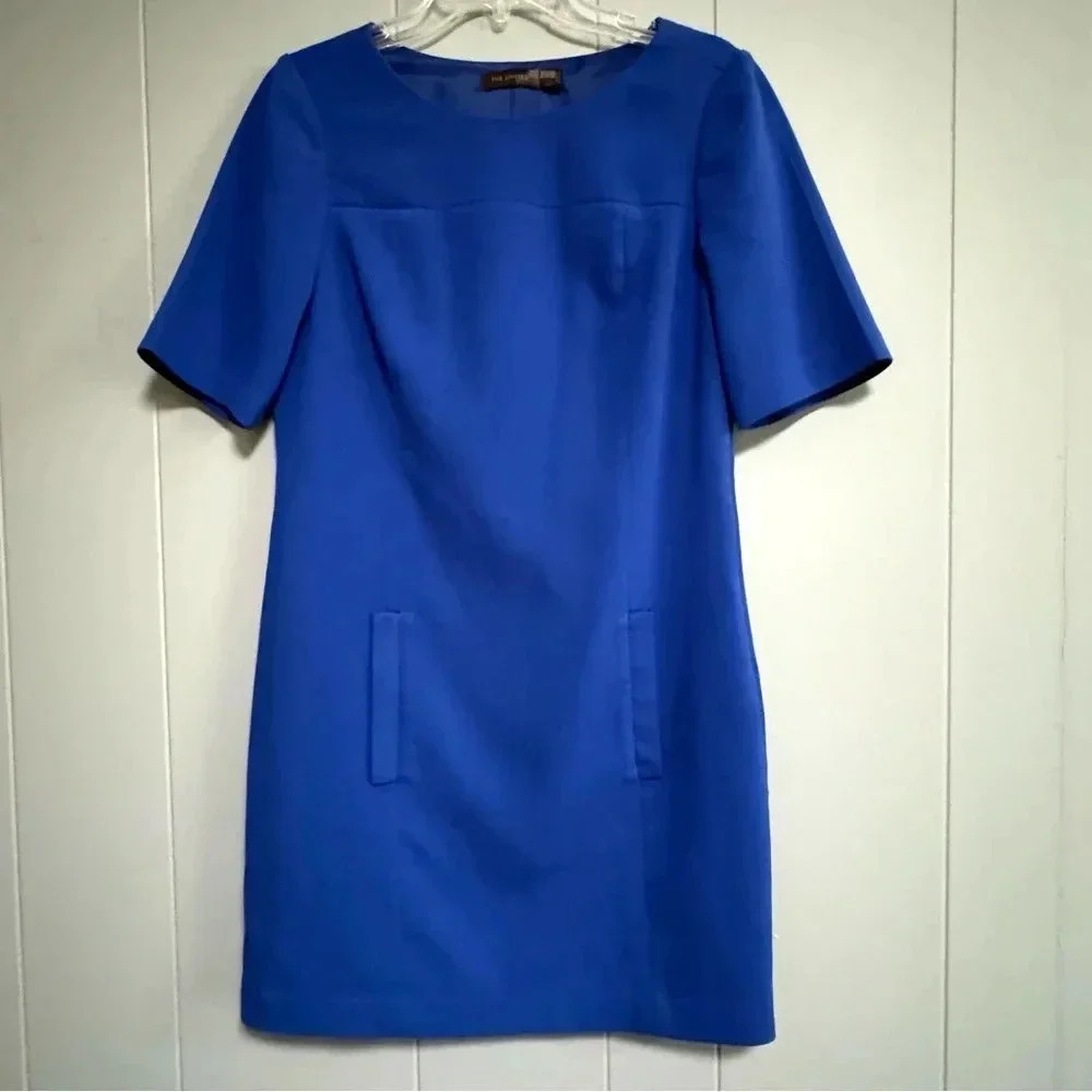 THE LIMITED Solid Blue Crew Neckline Sheath Short Dress Size 4